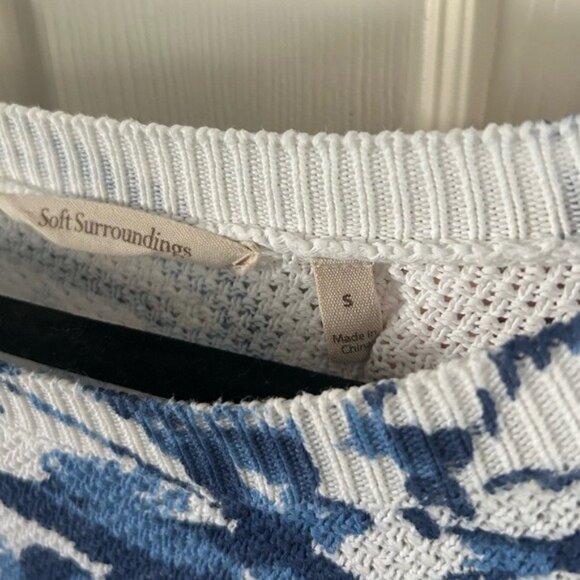 Soft Surroundings Blue & White Breathable Knit Floral Sweater - Picture 5 of 16